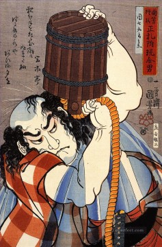  pour Oil Painting - uoya danshichi kurobel pouring a bucket of water over himself Utagawa Kuniyoshi Ukiyo e